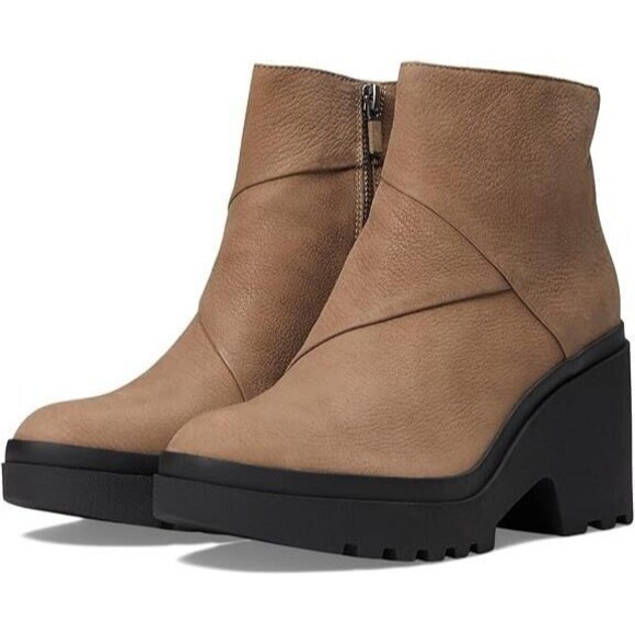 Eileen Fisher Kard Womens 8.5 Ankle Bootie Brown Nubuck Side Zip Block Heel NWOB - Picture 1 of 15